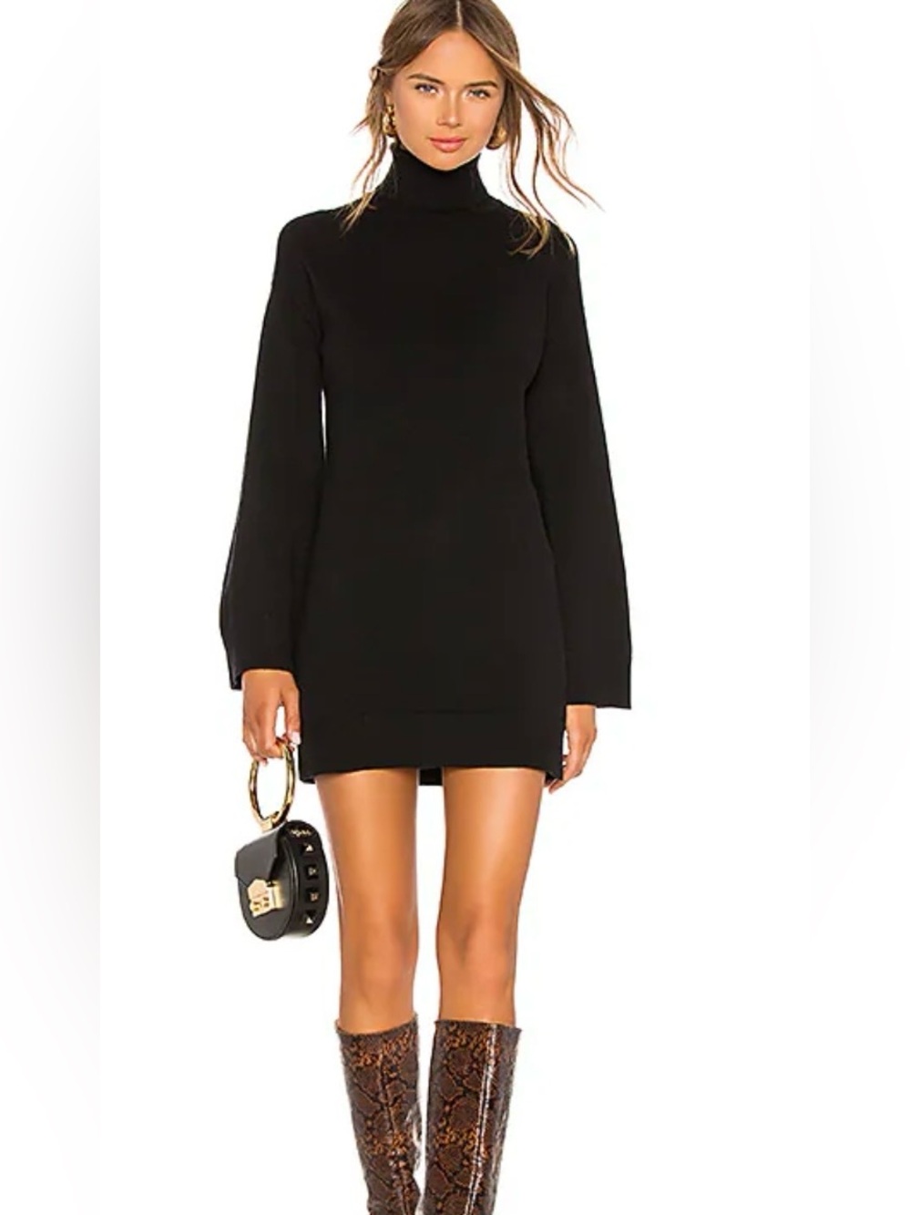 NWT LPA Fallon Turtleneck Mini sweater Dress in black